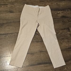 A New Day Beige Brown Cream Striped Trousers Stretchy Women Size 8 Pants Causal